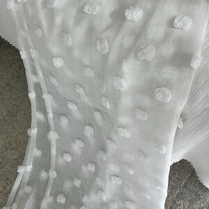 DKNY curtains - white sheer with poms